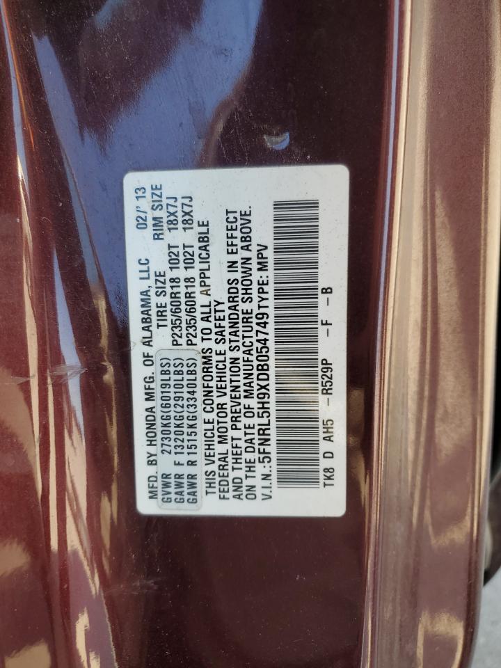 5FNRL5H9XDB054749 2013 Honda Odyssey Touring