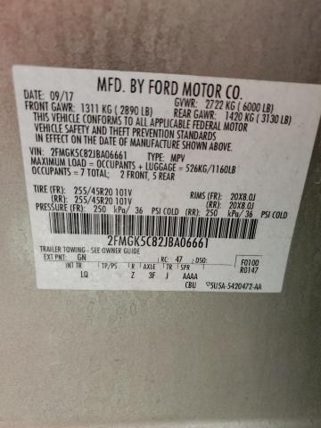 Lot #2453002570 2018 FORD FLEX SEL salvage car