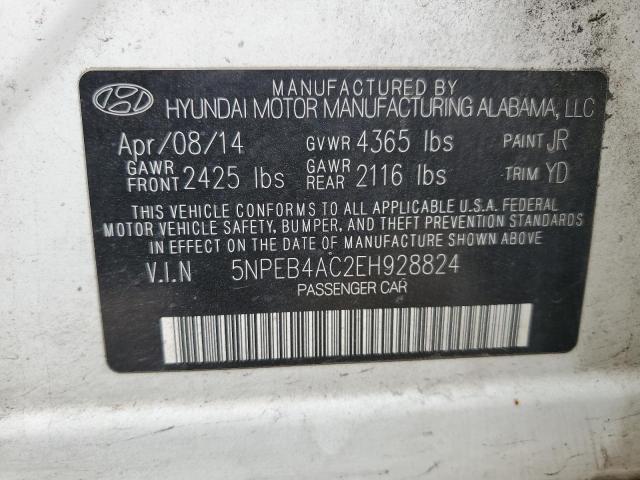 2014 Hyundai Sonata Gls VIN: 5NPEB4AC2EH928824 Lot: 52409504