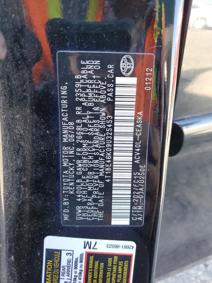 4T1BE46K09U325453 2009 Toyota Camry Base