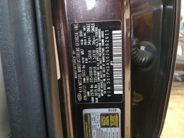 2018 Kia Sorento Ex VIN: 5XYPHDA50JG362611 Lot: 51177284