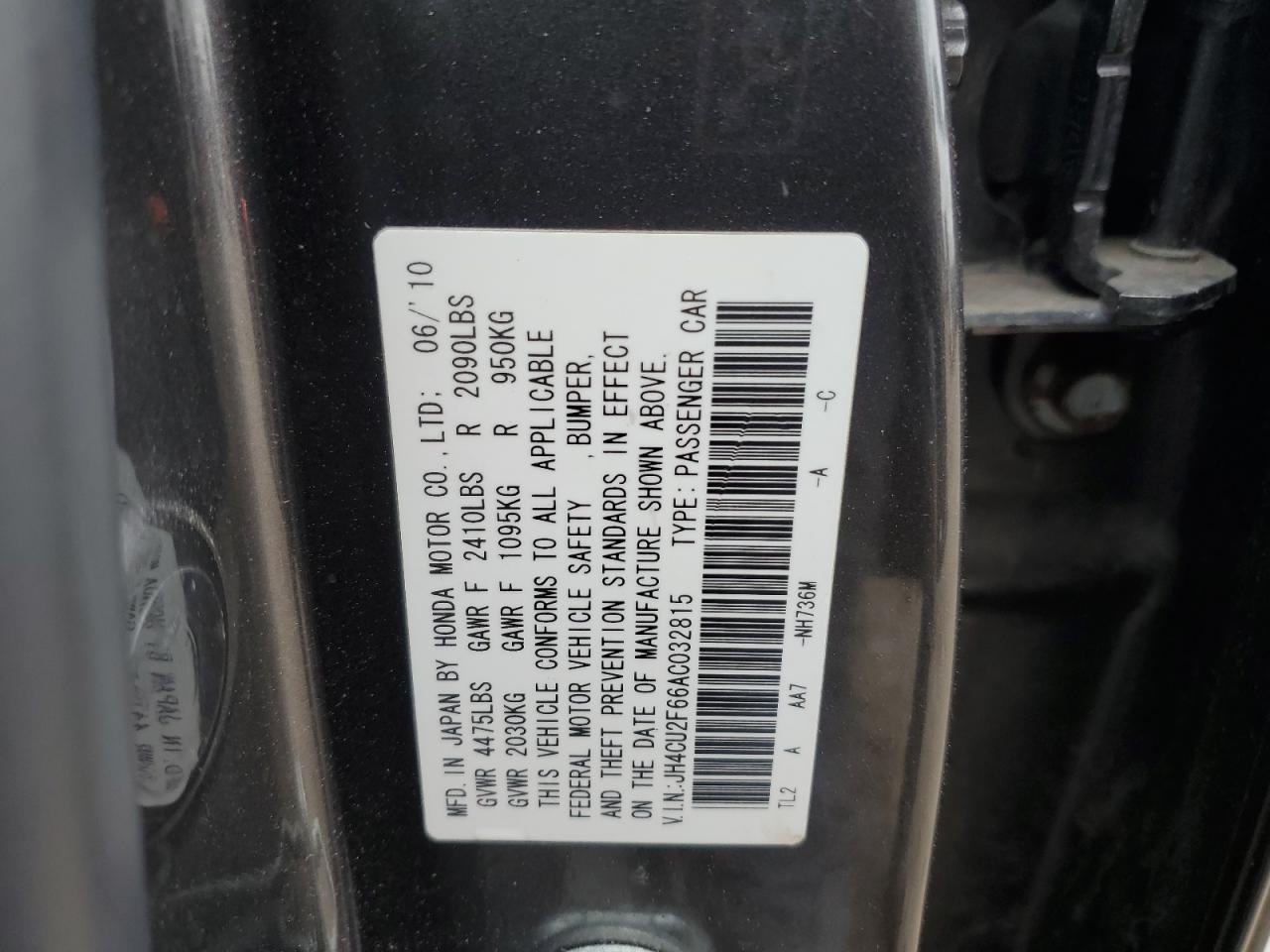 JH4CU2F66AC032815 2010 Acura Tsx