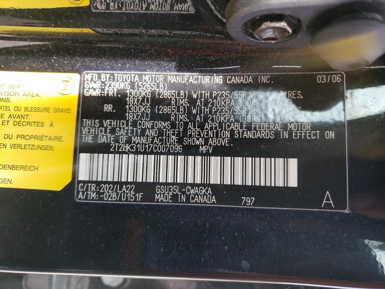 2T2HK31U17C007096 2007 Lexus Rx 350