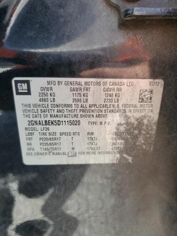 2013 Chevrolet Equinox Ls VIN: 2GNALBEK5D1115020 Lot: 50060244