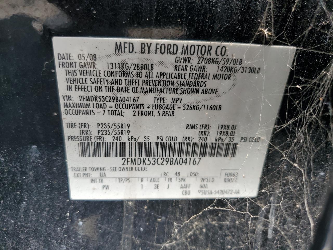 2FMDK53C29BA04167 2009 Ford Flex Limited