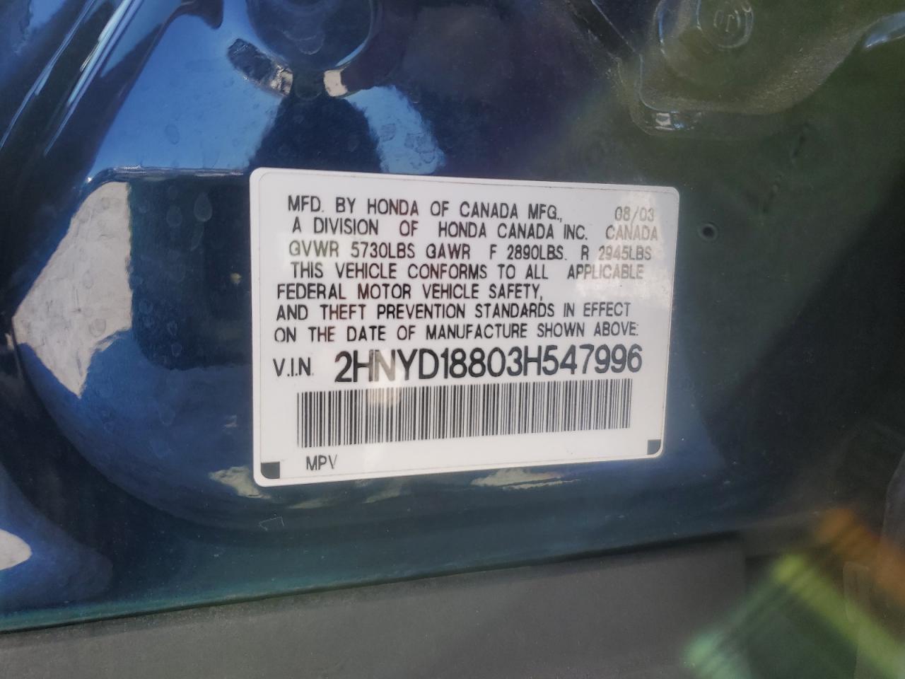 2HNYD18803H547996 2003 Acura Mdx Touring