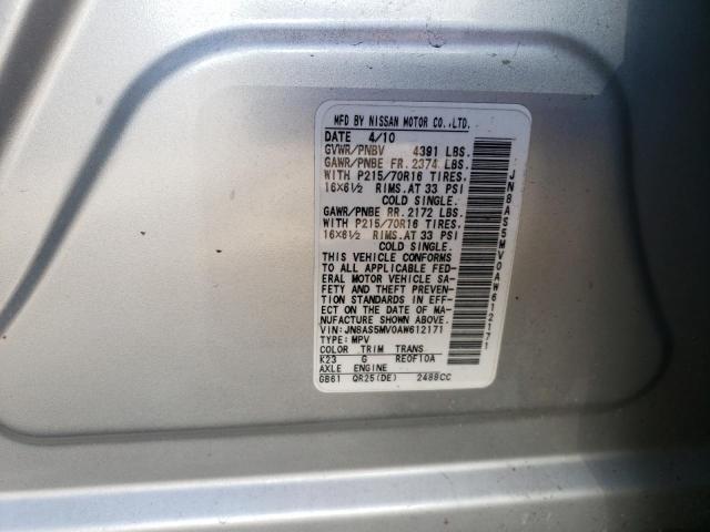 2010 Nissan Rogue S VIN: JN8AS5MV0AW612171 Lot: 49962254