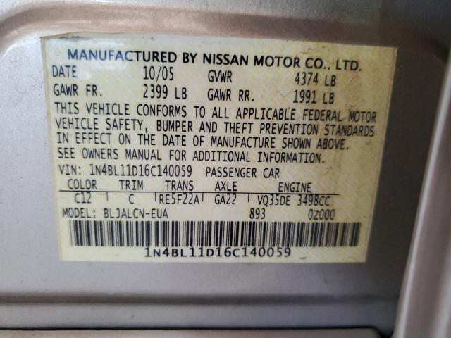 1N4BL11D16C140059 2006 Nissan Altima Se