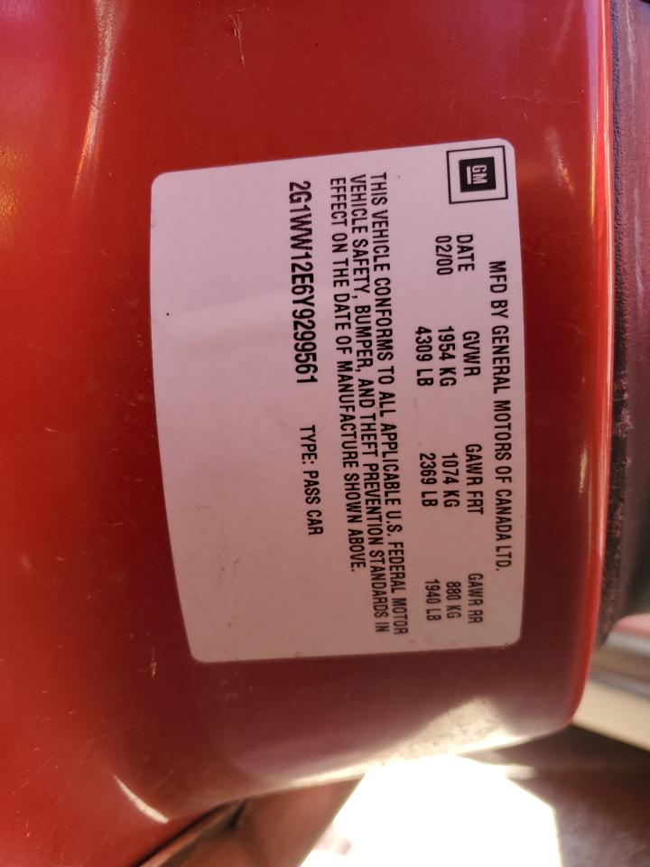 2G1WW12E6Y9299561 2000 Chevrolet Monte Carlo Ls