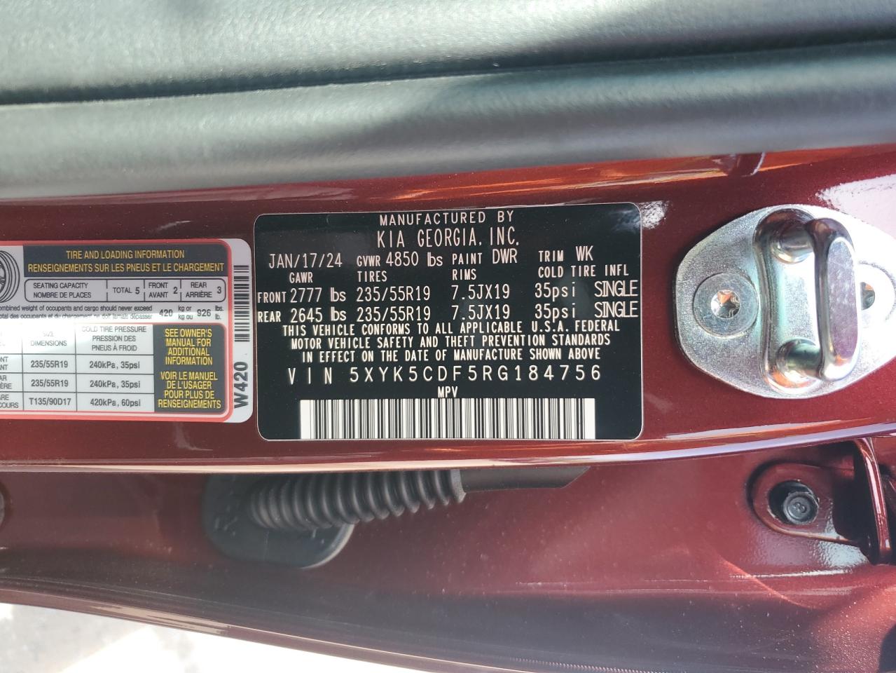 5XYK5CDF5RG184756 2024 Kia Sportage Sx Prestige