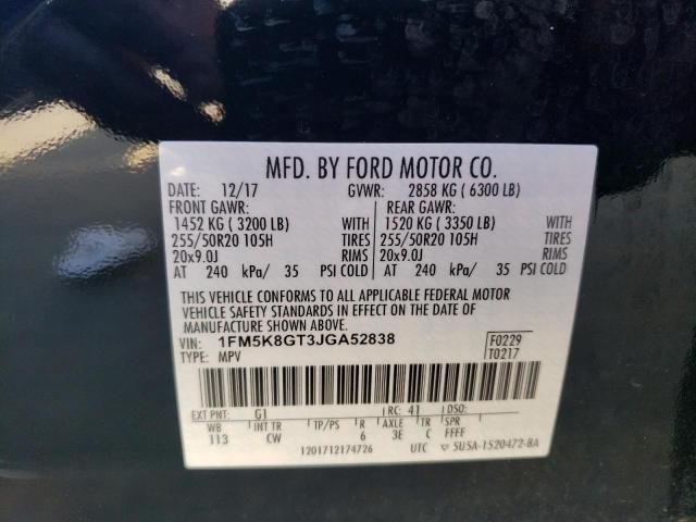 VIN 1FM5K8GT3JGA52838 2018 FORD EXPLORER no.13