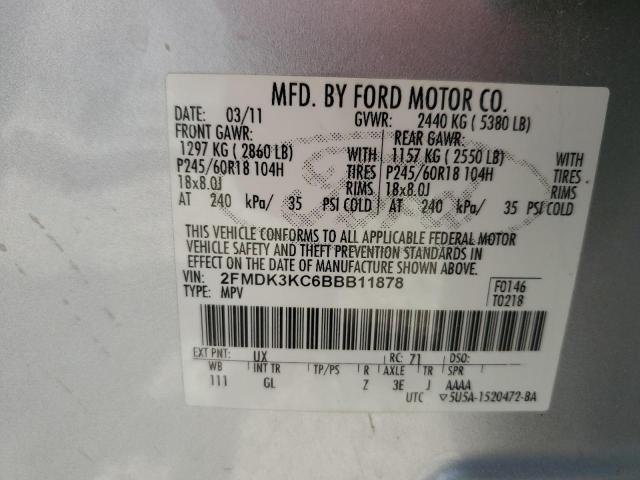 2011 Ford Edge Limited VIN: 2FMDK3KC6BBB11878 Lot: 53113464