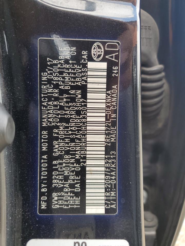 2T1BURHE0HC835017 2017 Toyota Corolla L