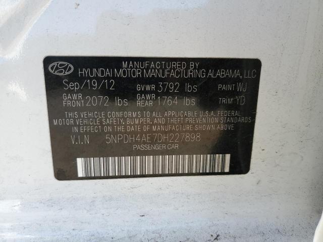 2013 Hyundai Elantra Gls VIN: 5NPDH4AE7DH227898 Lot: 51639374