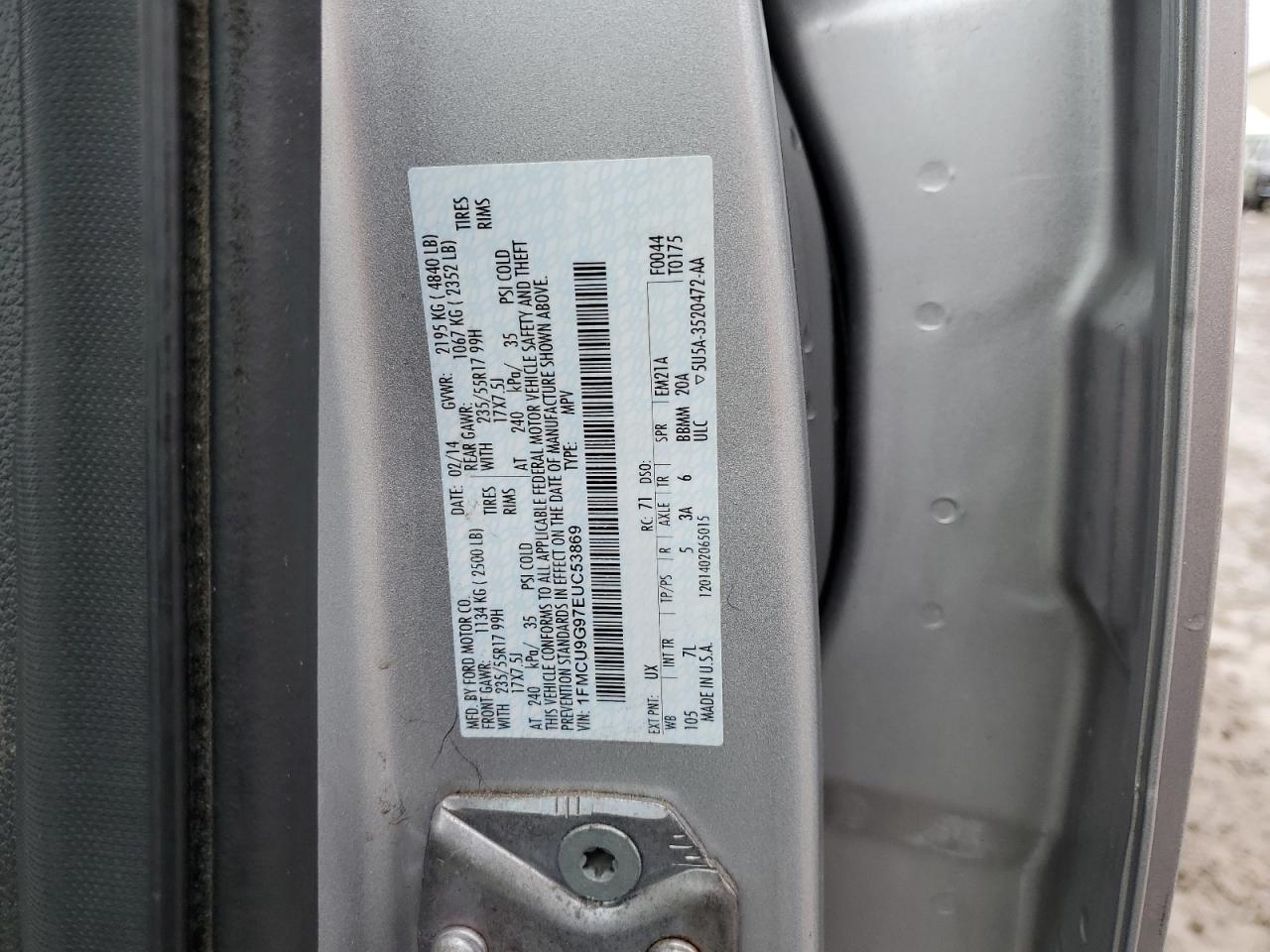 1FMCU9G97EUC53869 2014 Ford Escape Se