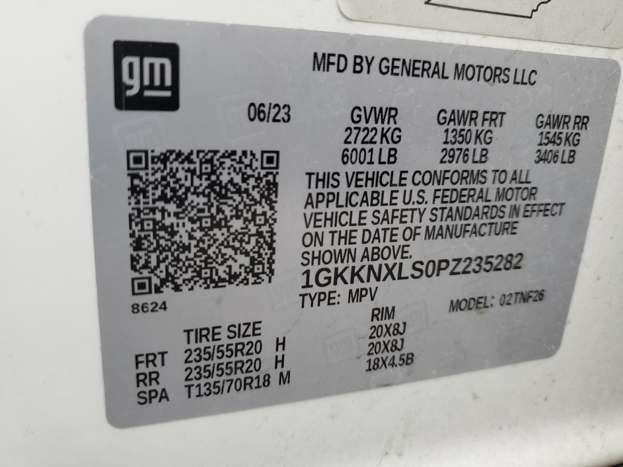 1GKKNXLS0PZ235282 2023 GMC Acadia Denali