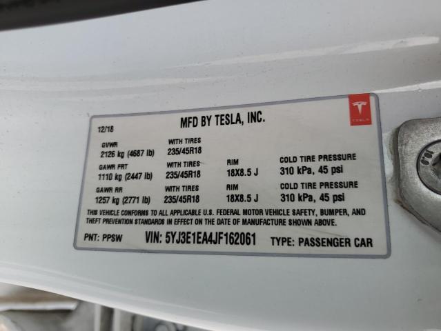 2018 Tesla Model 3 VIN: 5YJ3E1EA4JF162061 Lot: 51362364