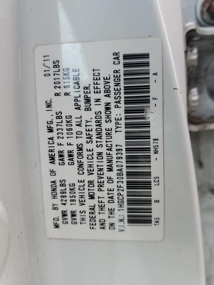 1HGCP2F30BA079397 2011 Honda Accord Lx