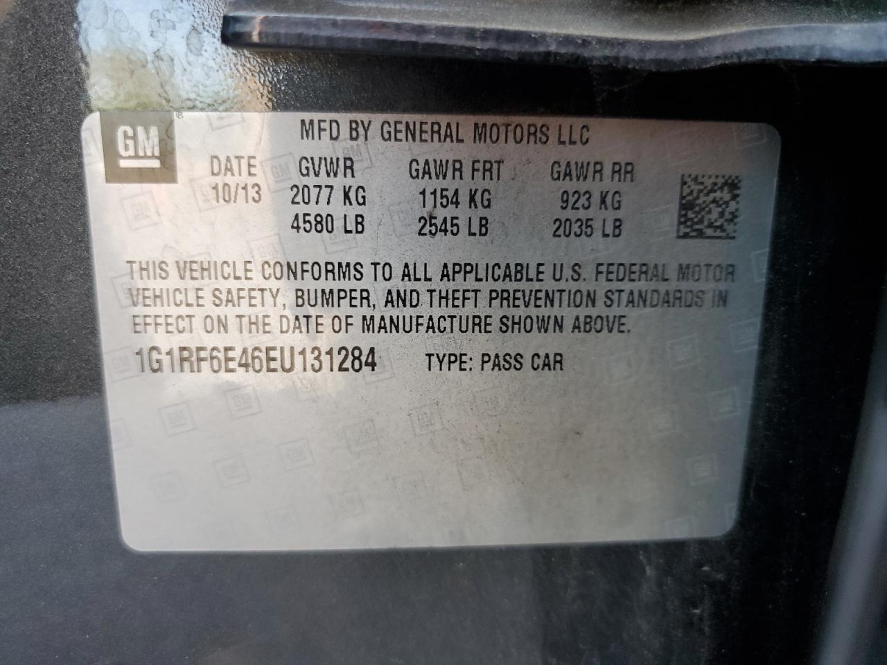 1G1RF6E46EU131284 2014 Chevrolet Volt