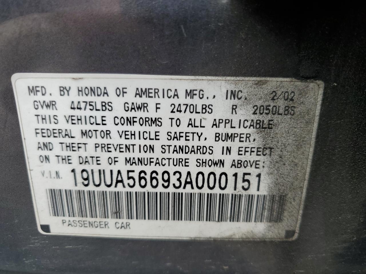 19UUA56693A000151 2003 Acura 3.2Tl