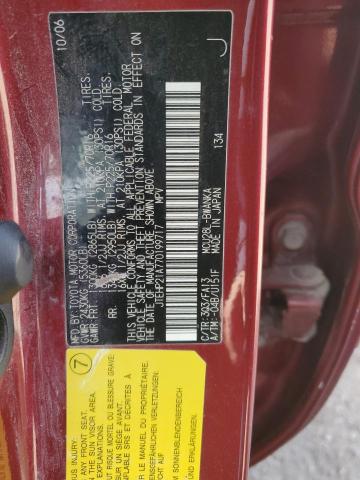 2007 Toyota Highlander Sport VIN: JTEHP21A770199717 Lot: 51270134