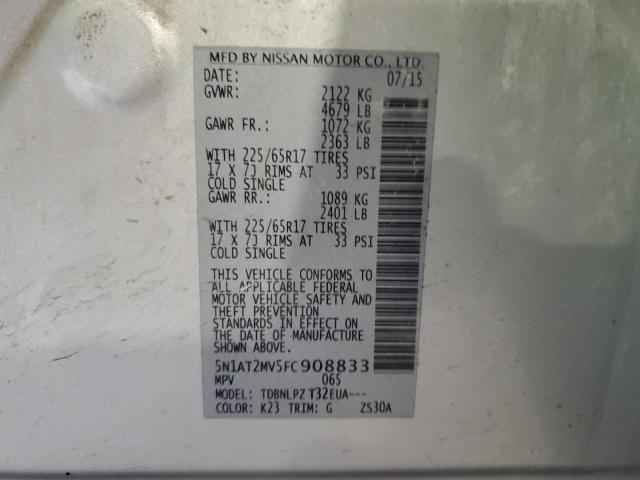 2015 Nissan Rogue S VIN: 5N1AT2MV5FC908833 Lot: 51149724