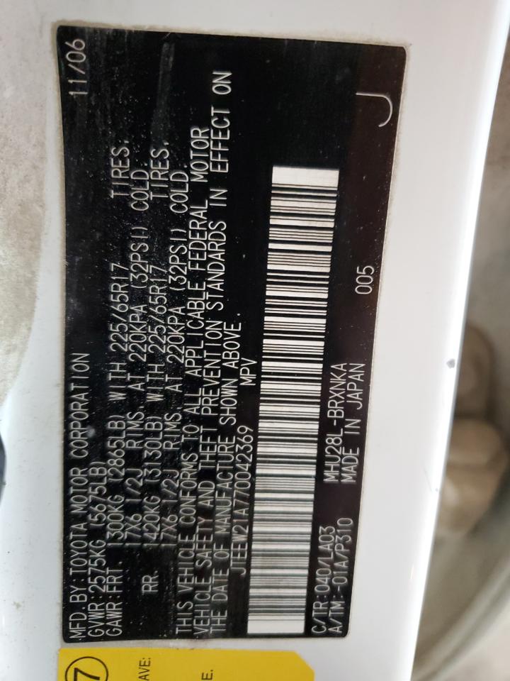 JTEEW21A770042369 2007 Toyota Highlander Hybrid