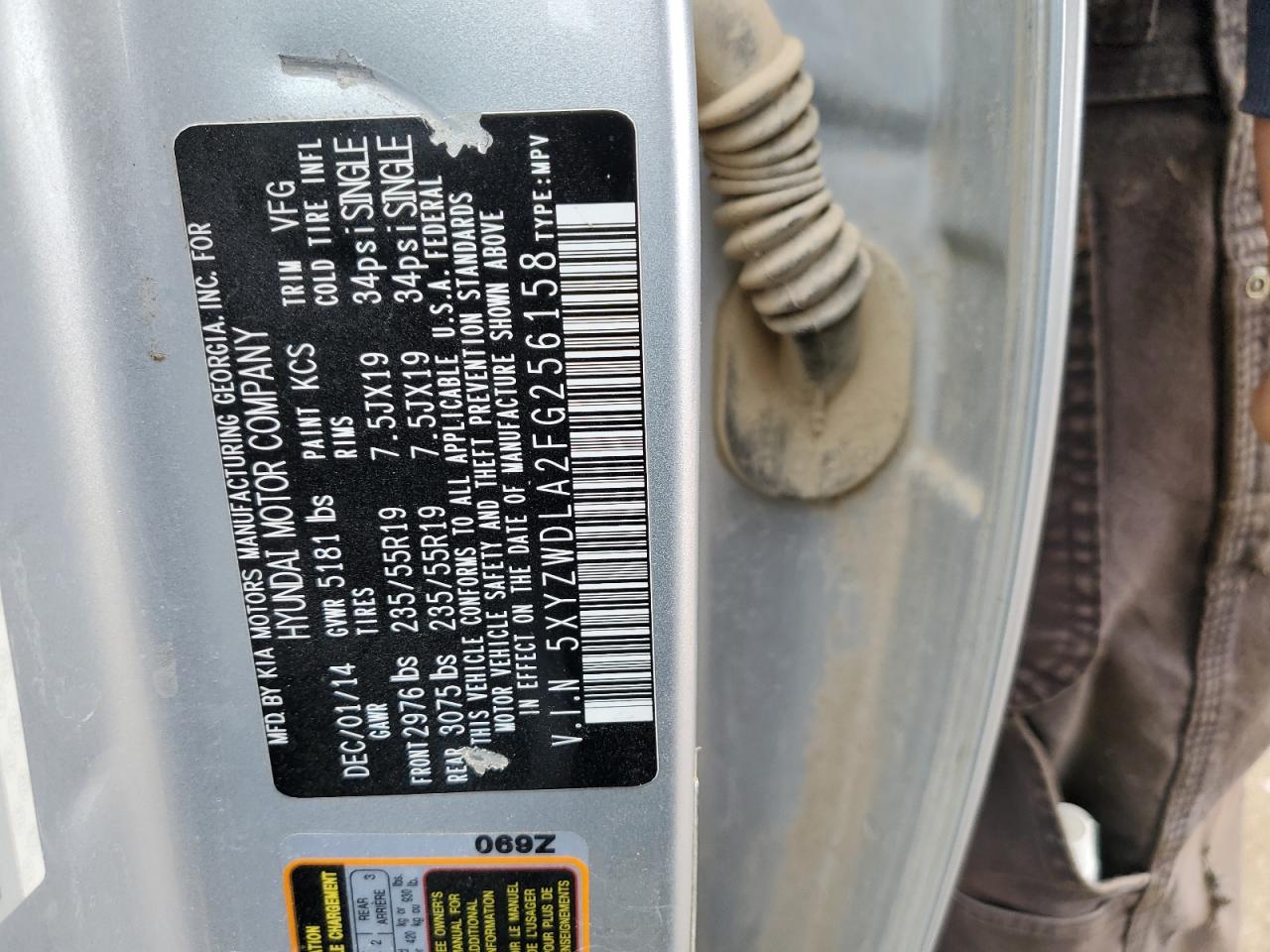 5XYZWDLA2FG256158 2015 Hyundai Santa Fe Sport