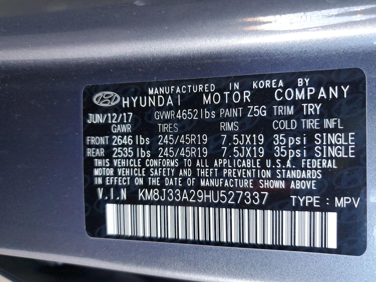 KM8J33A29HU527337 2017 Hyundai Tucson Limited