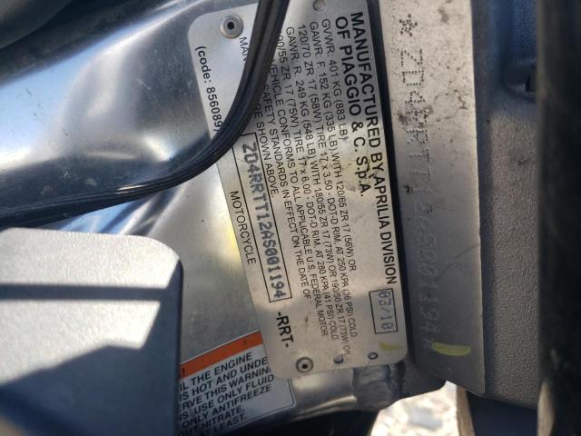 2010 APRILIA TUONO 1000 ZD4RRTT12AS001194