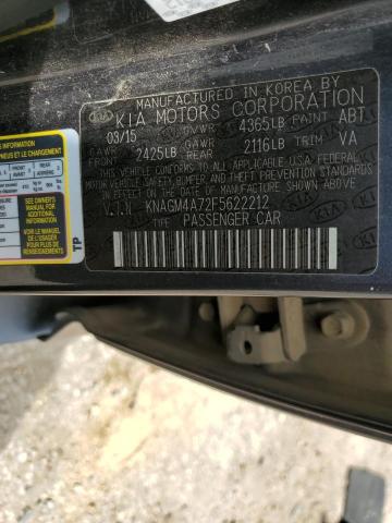 2015 Kia Optima Lx VIN: KNAGM4A72F5622212 Lot: 51201044