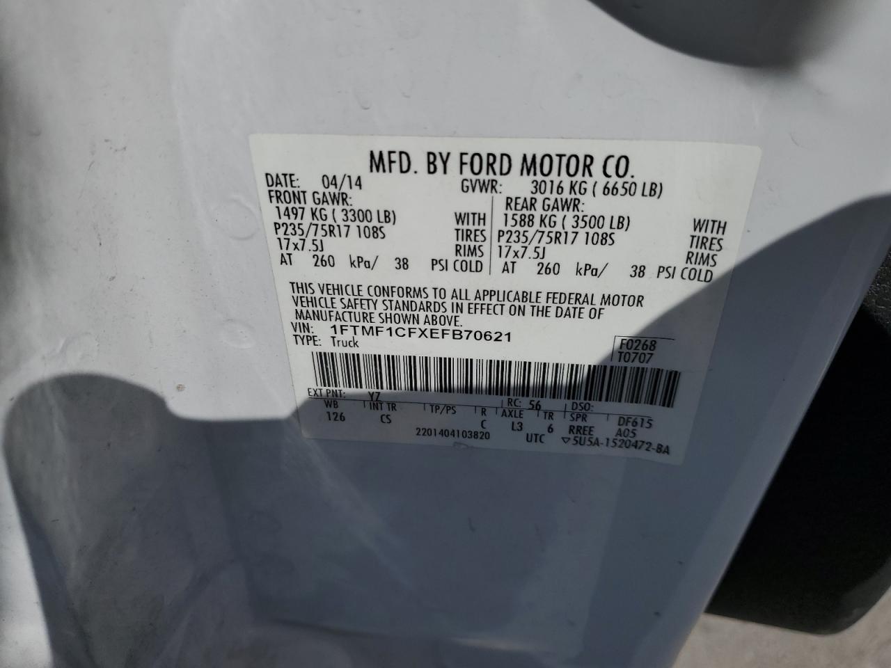 1FTMF1CFXEFB70621 2014 Ford F150