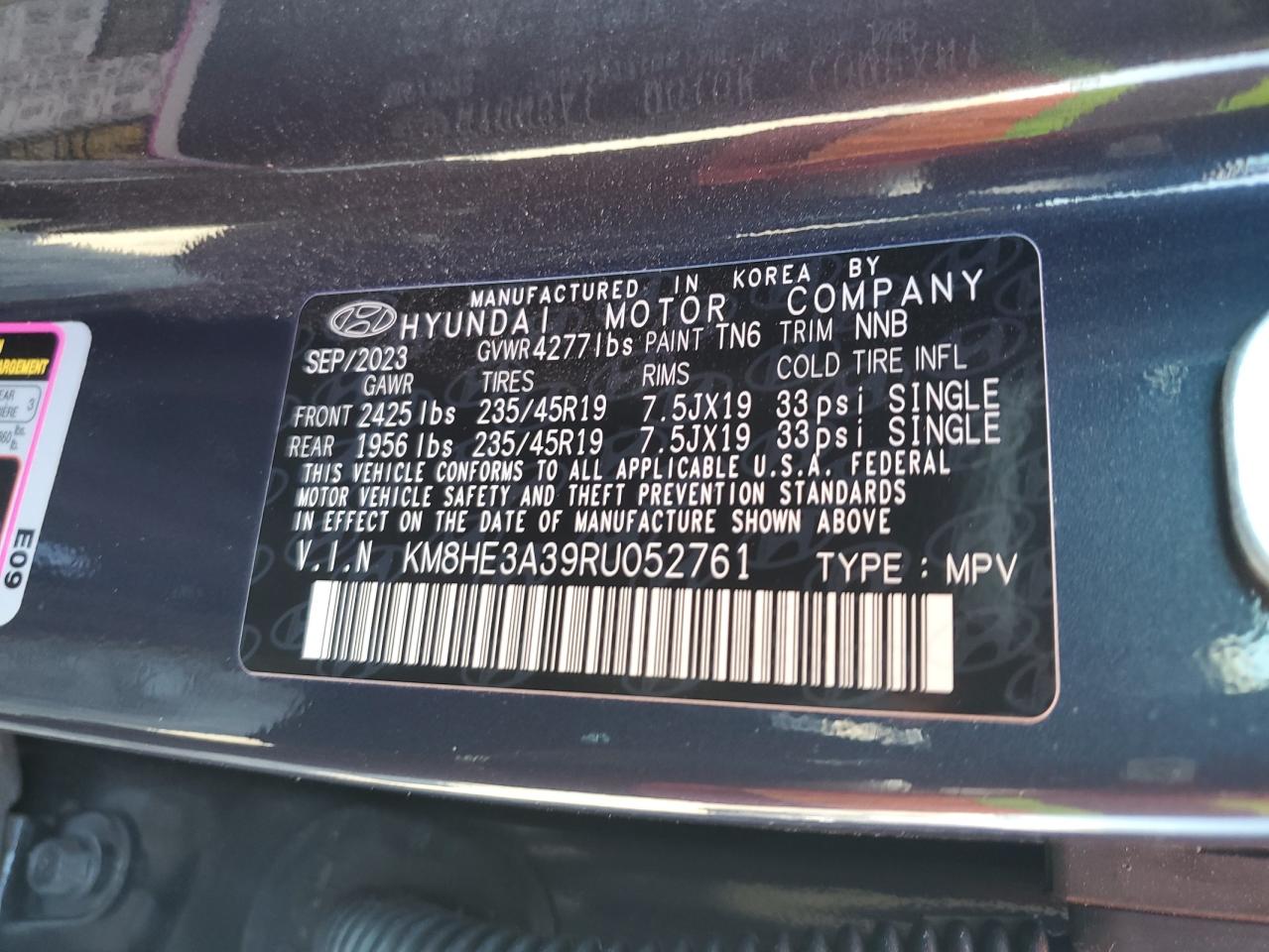 KM8HE3A39RU052761 2024 Hyundai Kona Limited