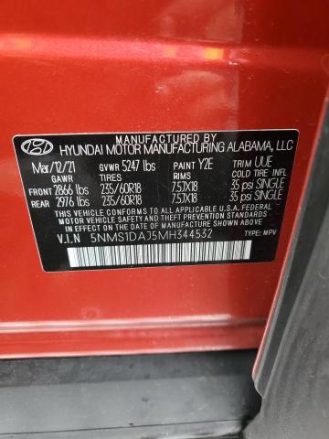 2021 Hyundai Santa Fe Se VIN: 5NMS1DAJ5MH344532 Lot: 49757334