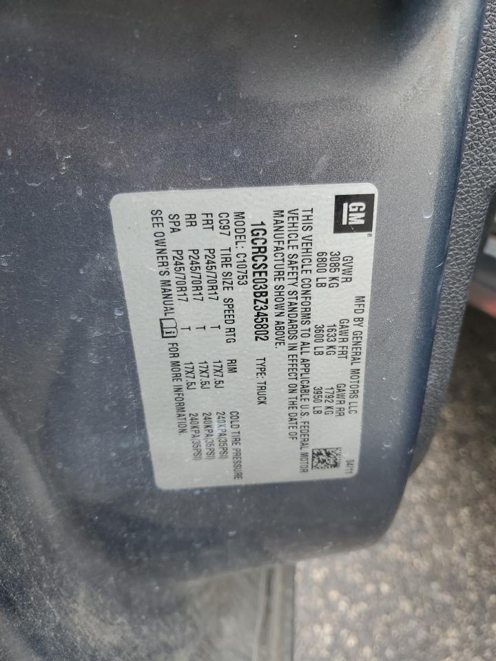 1GCRCSE03BZ345802 2011 Chevrolet Silverado C1500 Lt