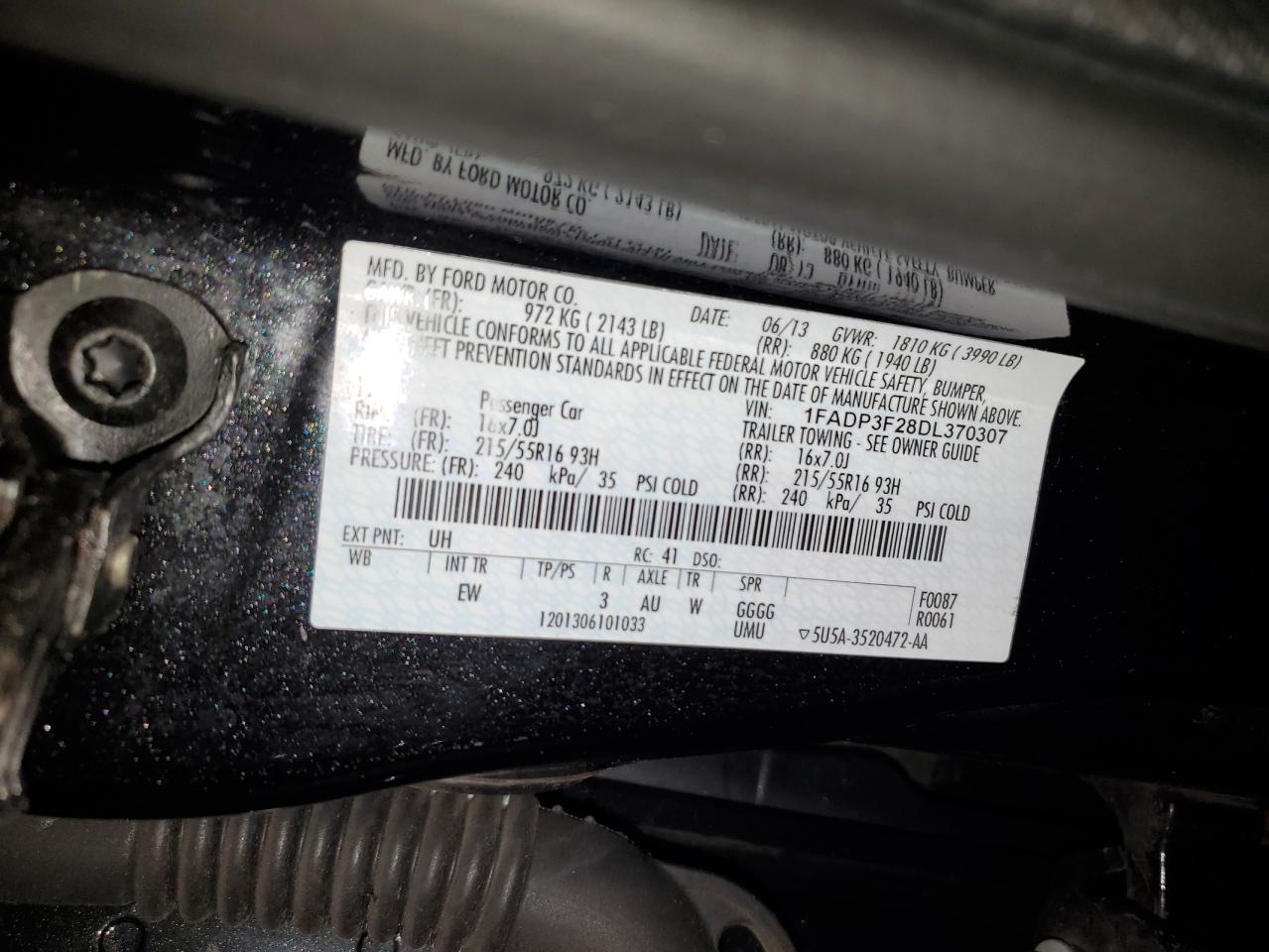 1FADP3F28DL370307 2013 Ford Focus Se