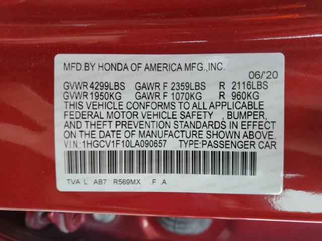2020 HONDA ACCORD LX - 1HGCV1F10LA090657