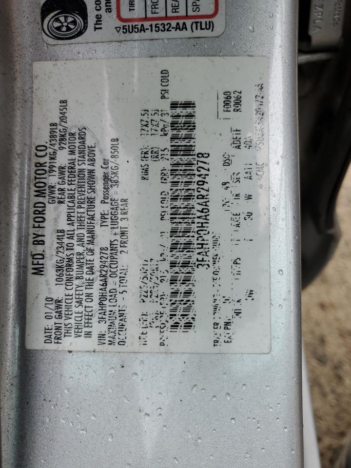 3FAHP0HA6AR294278 2010 Ford Fusion Se