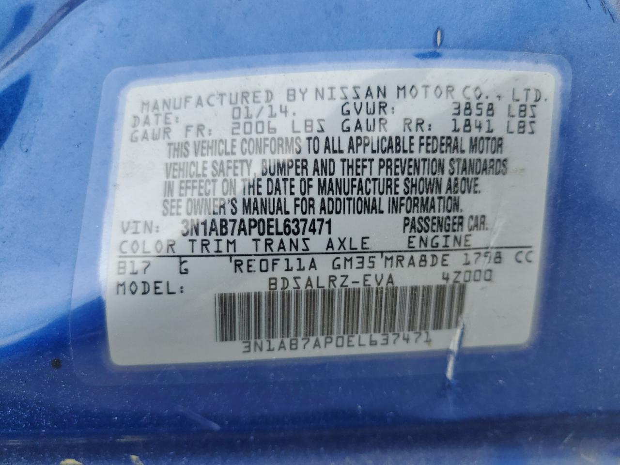 3N1AB7AP0EL637471 2014 Nissan Sentra S