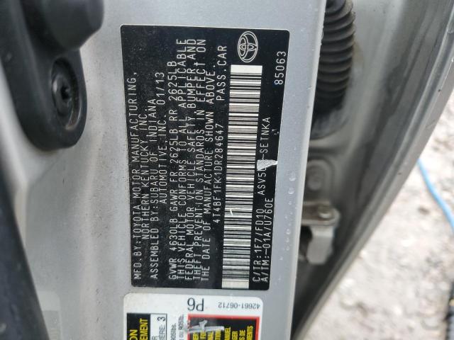 2013 Toyota Camry L VIN: 4T4BF1FK1DR284647 Lot: 50297144