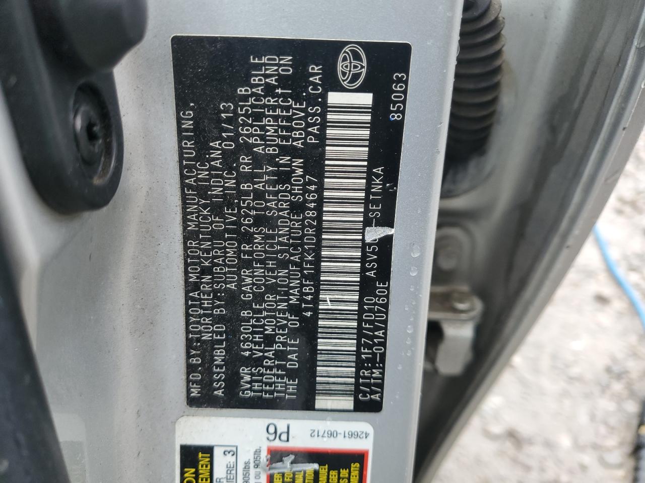 4T4BF1FK1DR284647 2013 Toyota Camry L