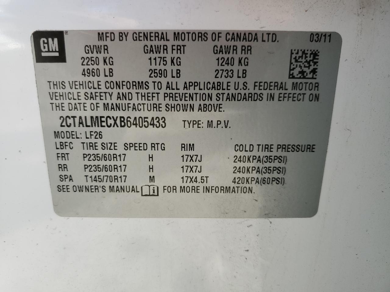 2CTALMECXB6405433 2011 GMC Terrain Sle