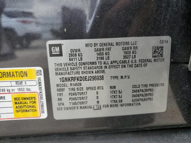 2014 Chevrolet Traverse Ls VIN: 1GNKRFKD0EJ296938 Lot: 52750504