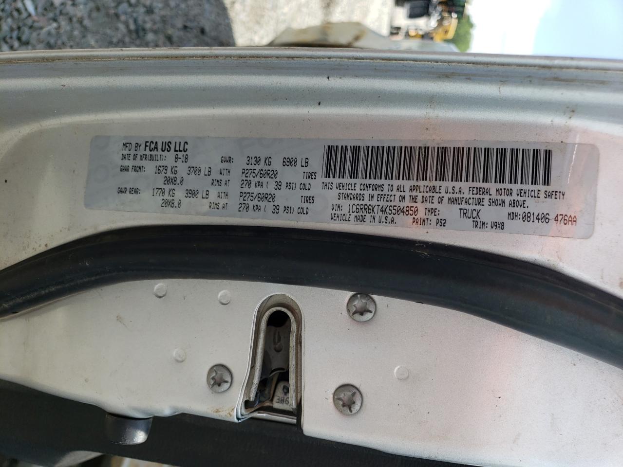 1C6RR6KT4KS504850 2019 Ram 1500 Classic Tradesman