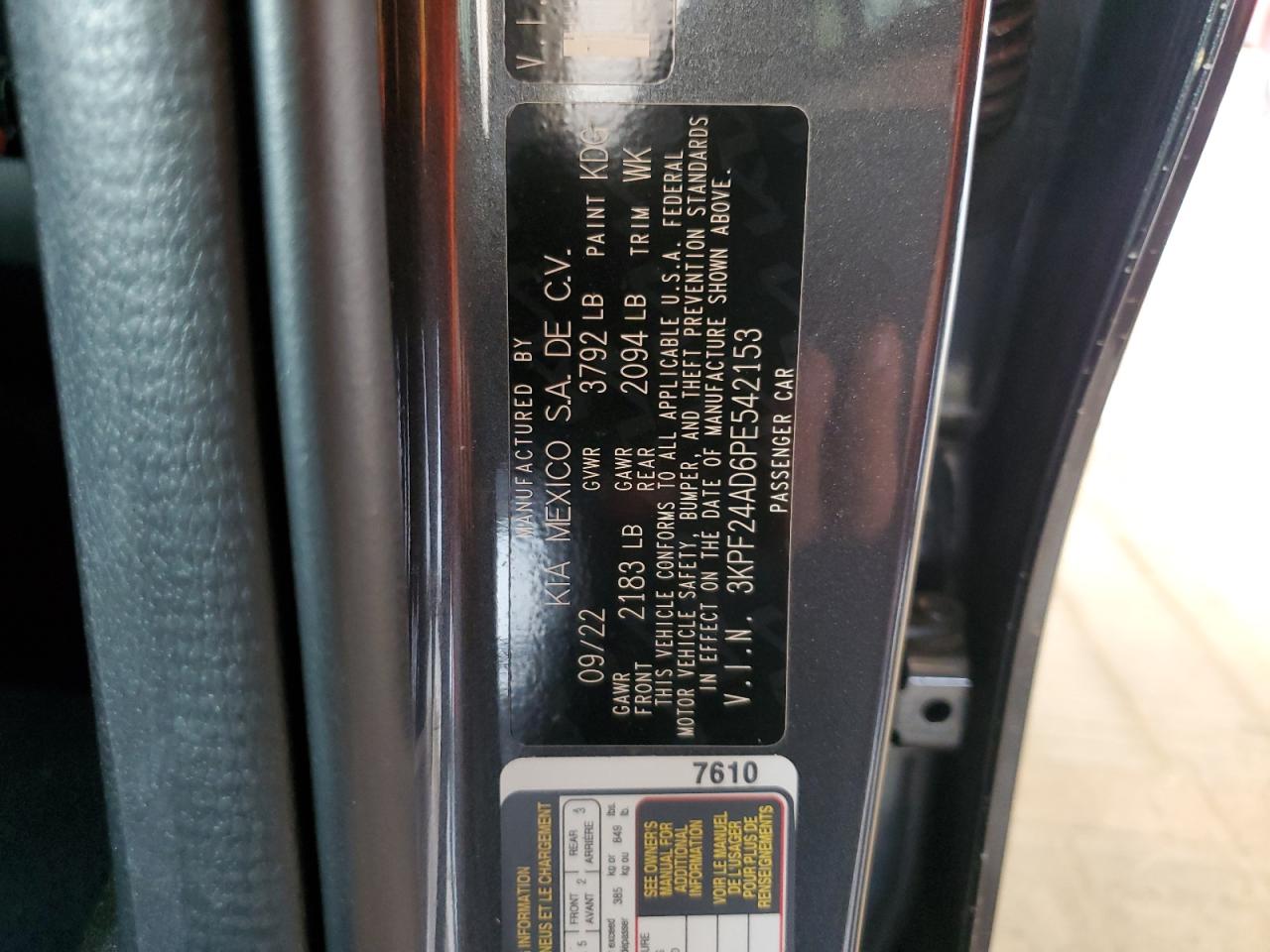 3KPF24AD6PE542153 2023 Kia Forte Lx