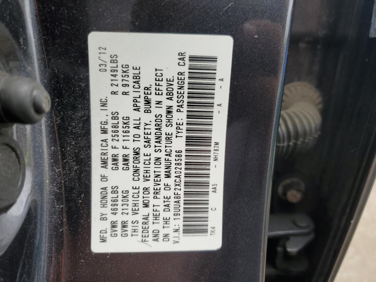 19UUA8F2XCA028586 2012 Acura Tl