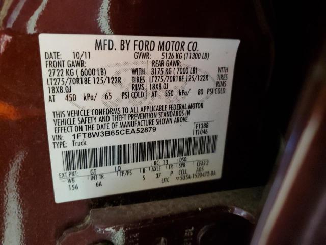 2012 Ford F350 Super Duty VIN: 1FT8W3B65CEA52879 Lot: 51888034