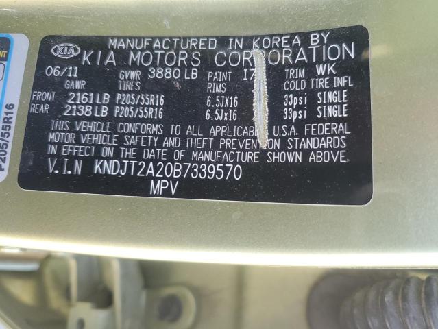 2011 Kia Soul + VIN: KNDJT2A20B7339570 Lot: 51076064