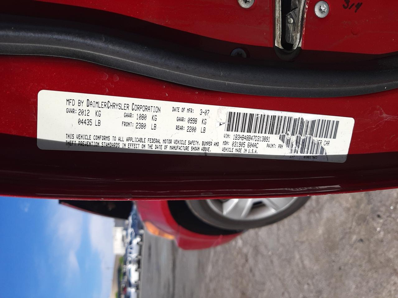 1B3HB48B47D313891 2007 Dodge Caliber Sxt