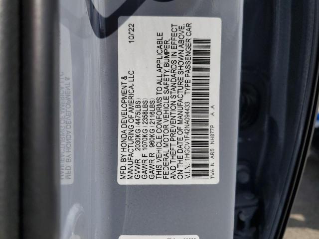 2022 Honda Accord Sport Se VIN: 1HGCV1F42NA094433 Lot: 52126154